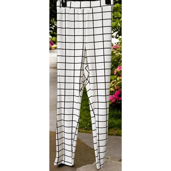 Pants Women 2X White Plaid‎ Plus Size Trousers - Picture 5 of 7